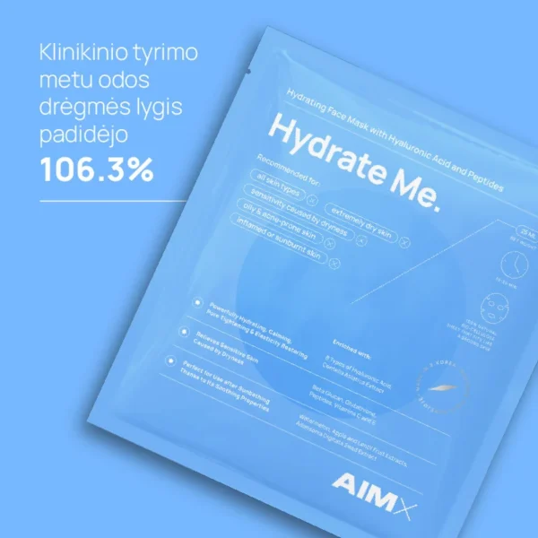 Greito poveikio giliai drėkinanti veido kaukė su peptidais AIMX „Hydrate Me“ - Image 2