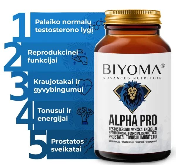 BIYOMA® Advanced Nutrition ALPHA PRO maisto papildas vyrams - Image 2