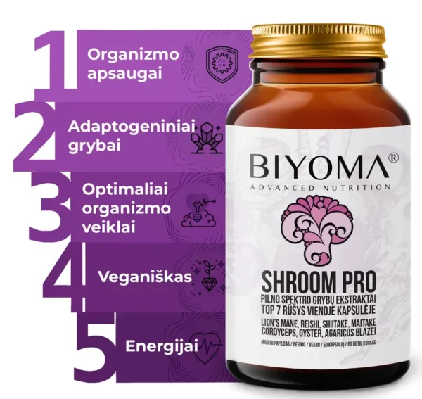 BIYOMA® Advanced Nutrition SHROOM PRO maisto papildas - Image 2