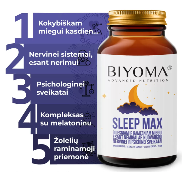 BIYOMA® Advanced Nutrition SLEEP MAX maisto papildas - Image 2